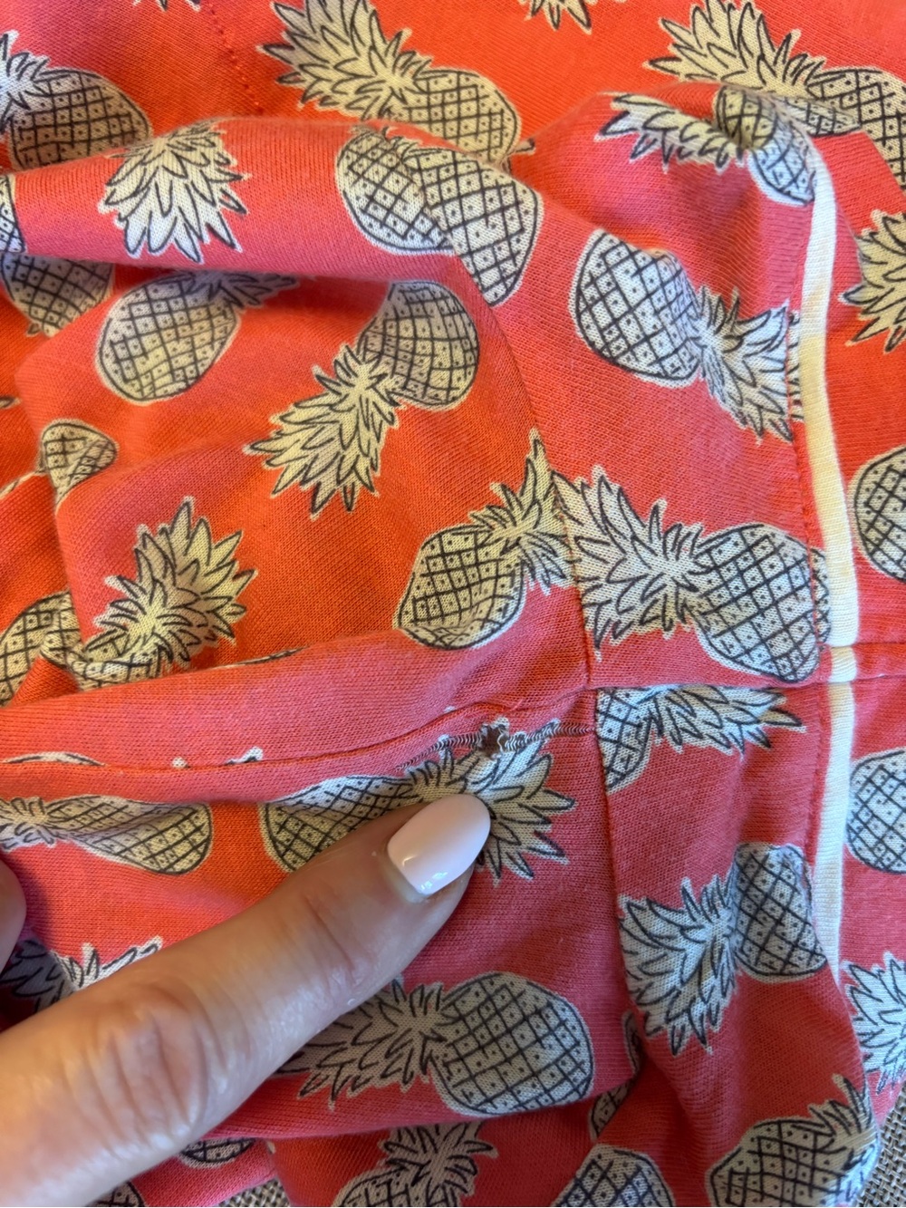 ANTHROPOLOGIE Pineapple Print white and Coral Pyjamas, Sz M. - Picture 12 of 12